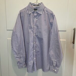 Eddie Bauer Men's L Purple Gingham Check Wrinkle‎ Resistant Relaxed Fit Shirt
